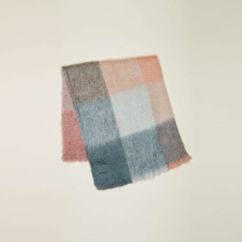 Plaid Mohair Throw - Cool Plaid