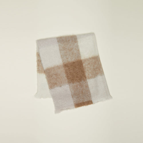 Plaid Mohair Throw - Neutral Plaid