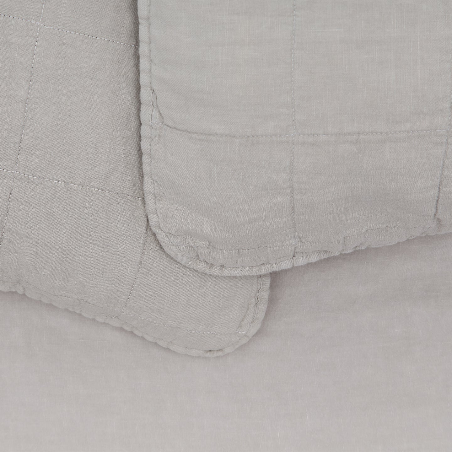 Simple Linen Quilted Shams, Set of 2 - Light Grey
