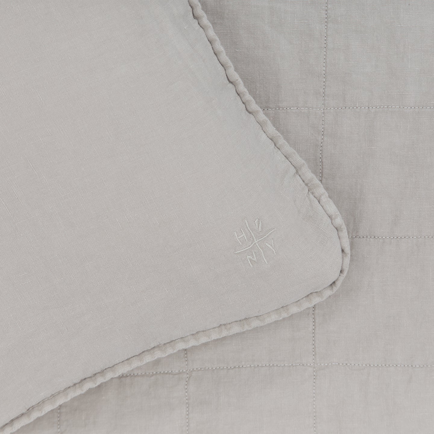 Simple Linen Quilted Shams, Set of 2 - Light Grey