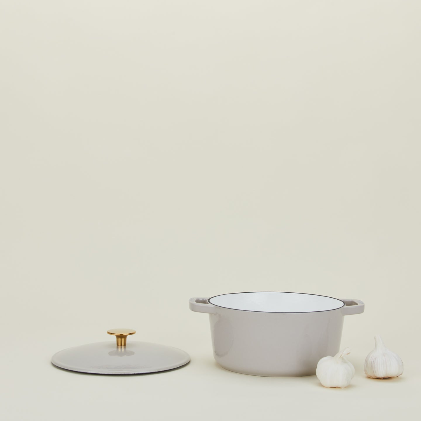 Enameled Cast Iron Dutch Oven - Light Grey
