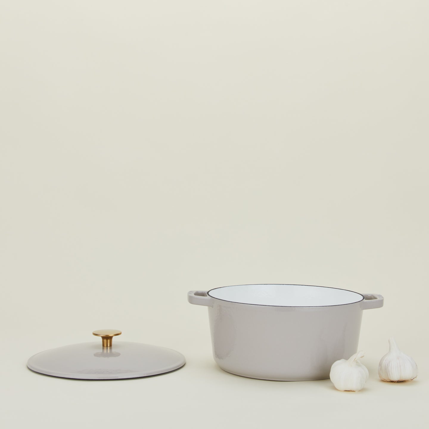 Enameled Cast Iron Dutch Oven - Light Grey