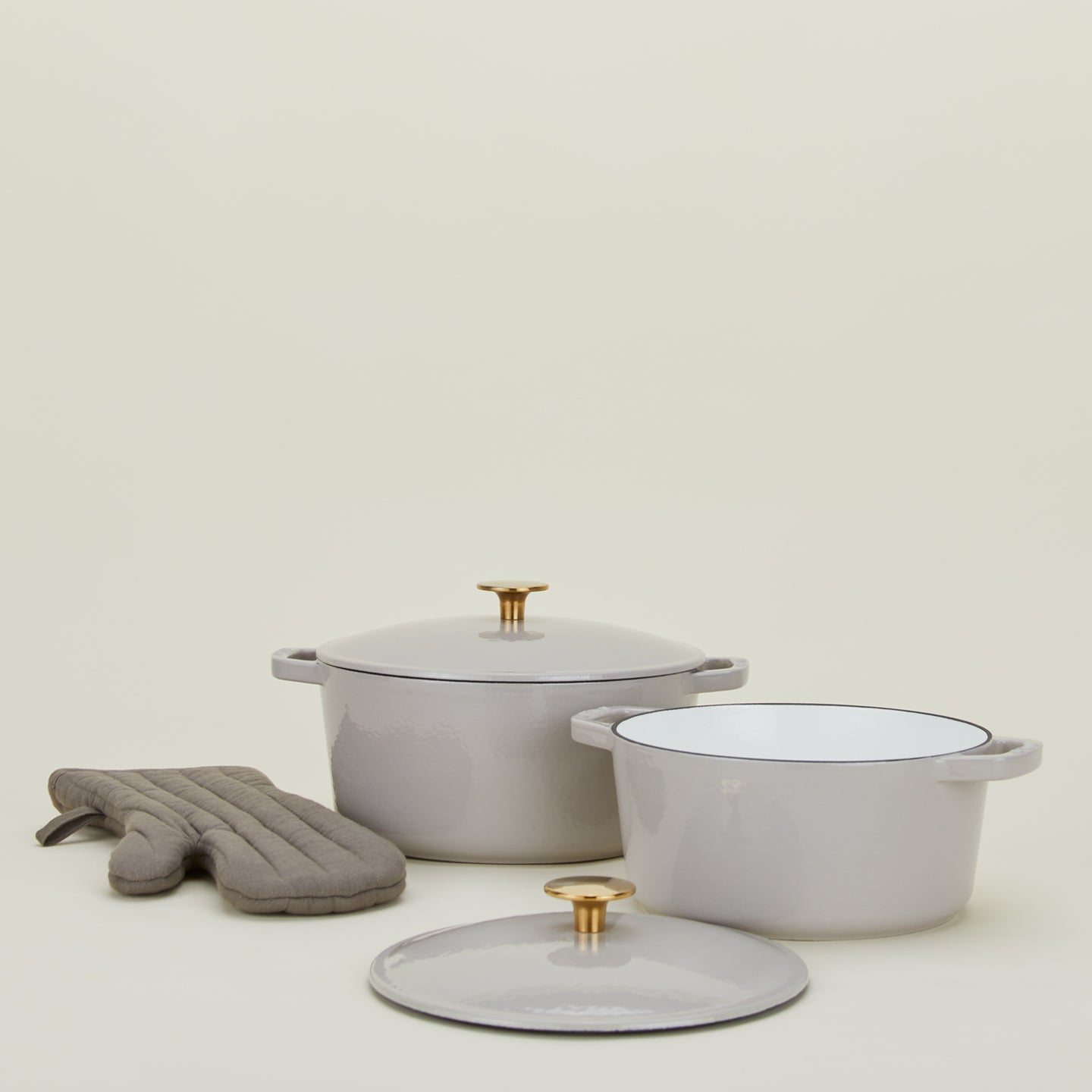 Enameled Cast Iron Dutch Oven - Light Grey