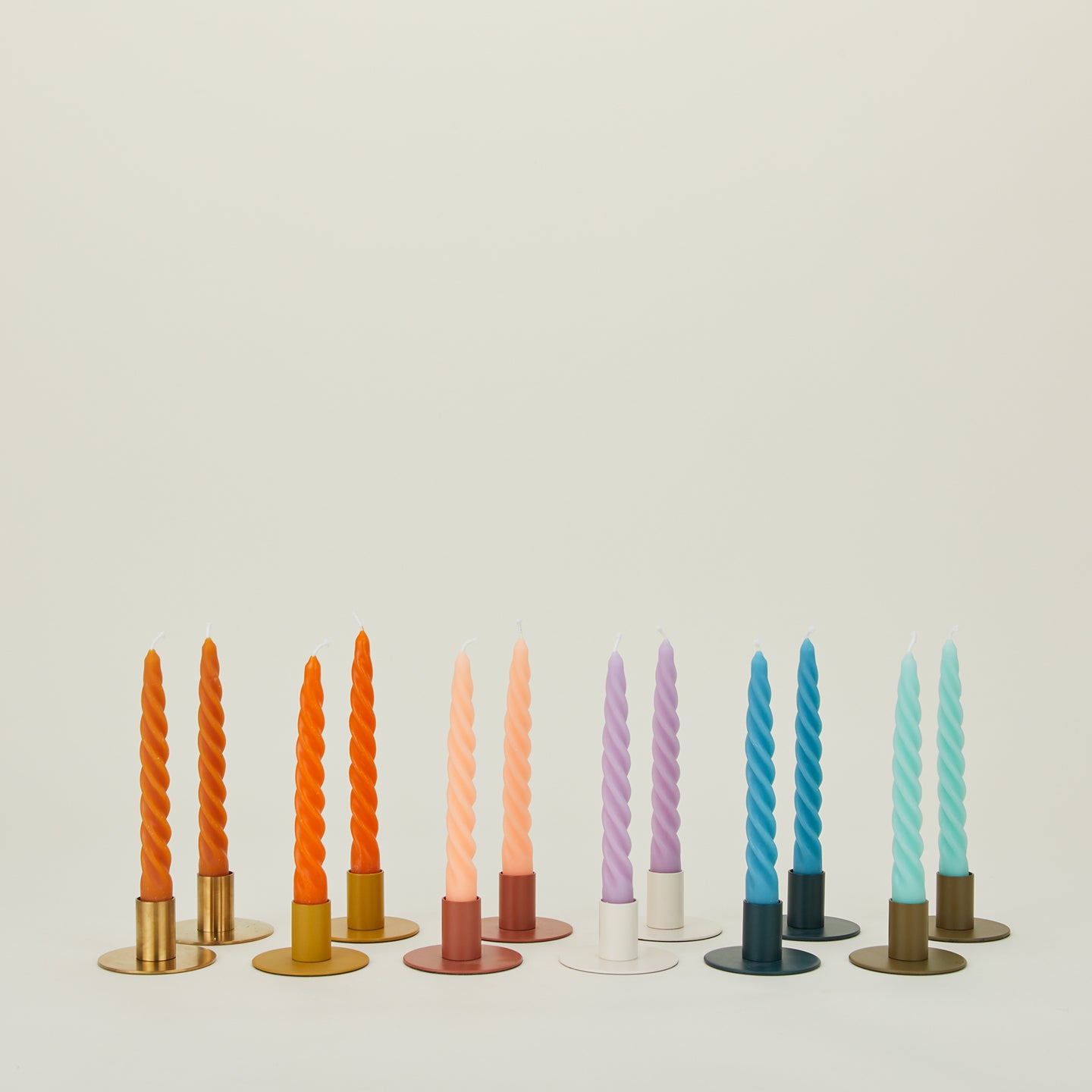 Twisted Taper Candle, Set of 2 - Peacock