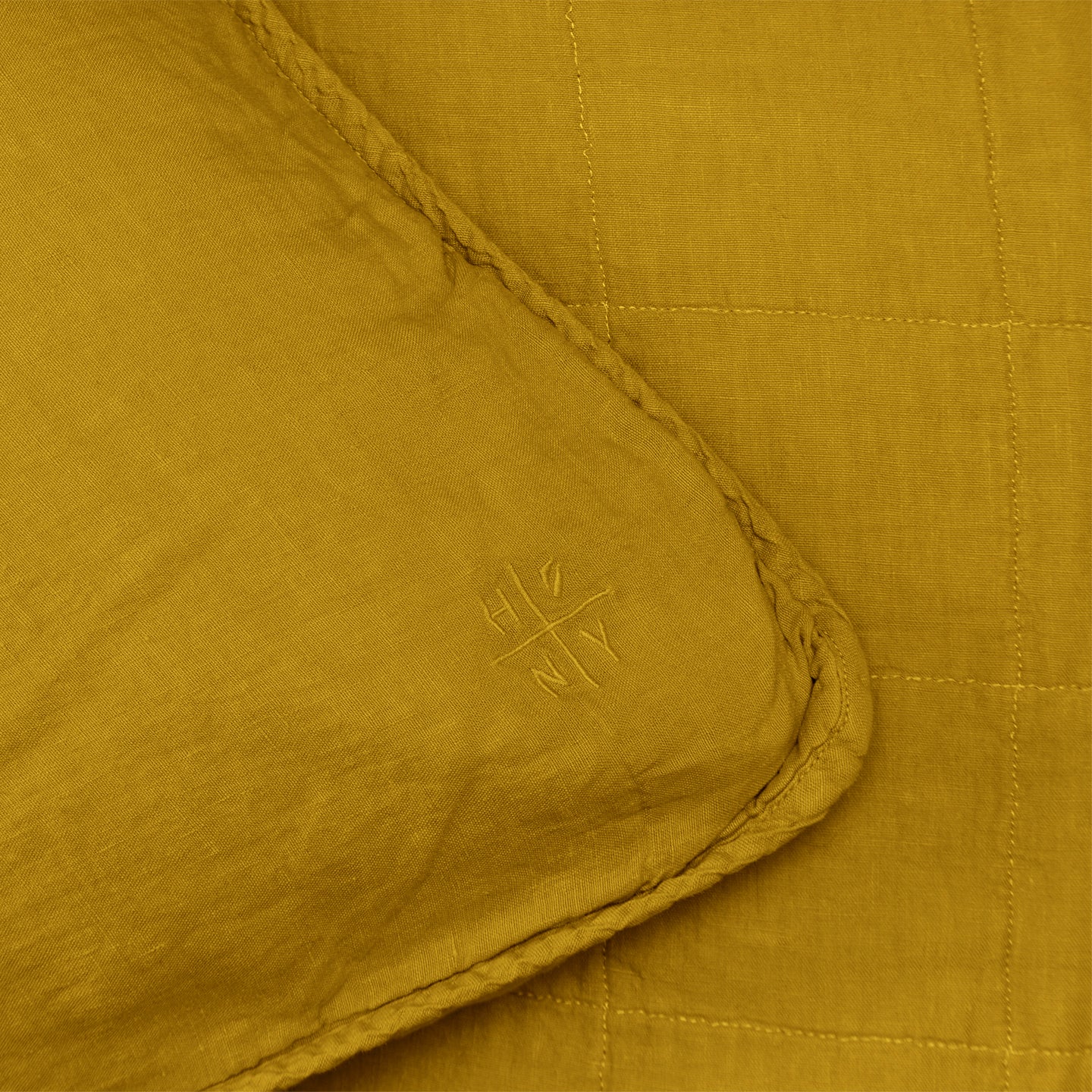 Simple Linen Quilted Shams, Set of 2 - Mustard