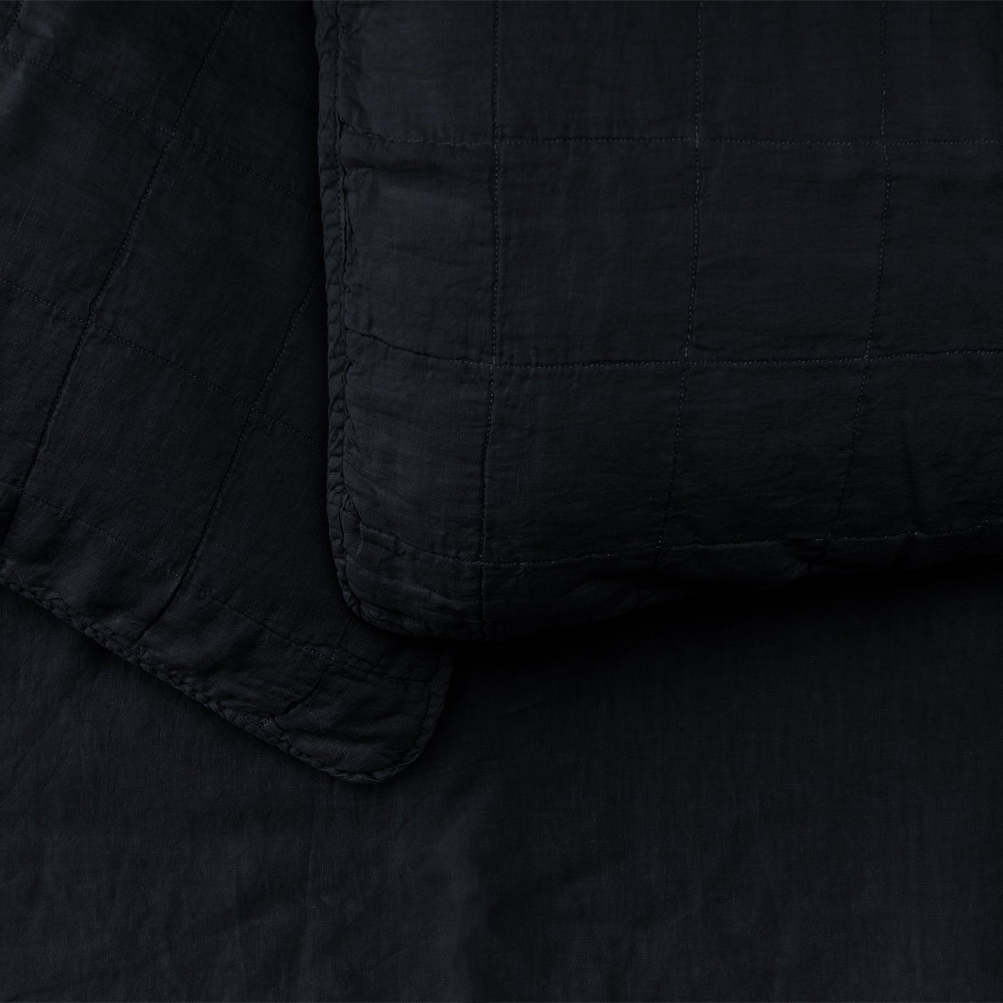 Simple Linen Quilted Shams, Set of 2 - Navy