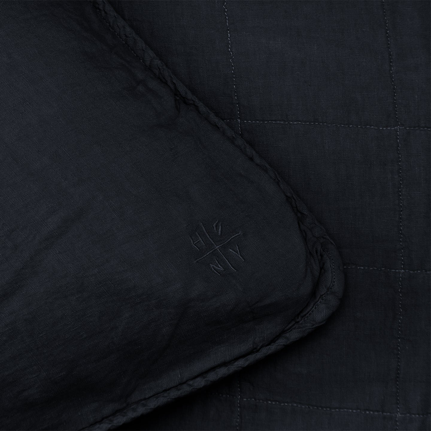 Simple Linen Quilted Shams, Set of 2 - Navy