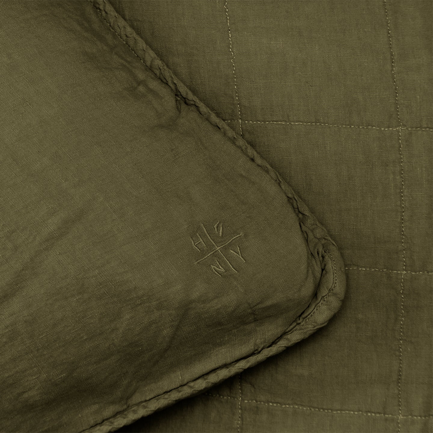 Simple Linen Quilted Shams, Set of 2 - Olive