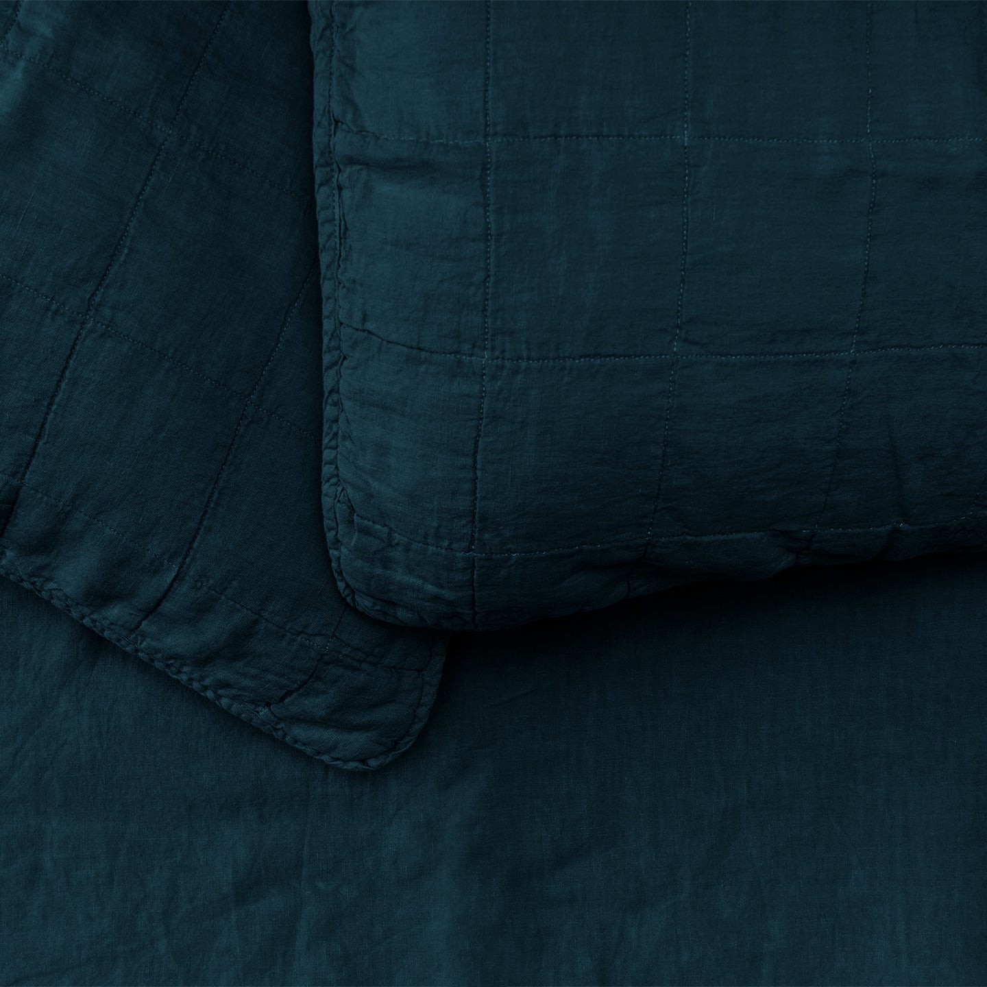 Simple Linen Quilted Shams, Set of 2 - Peacock