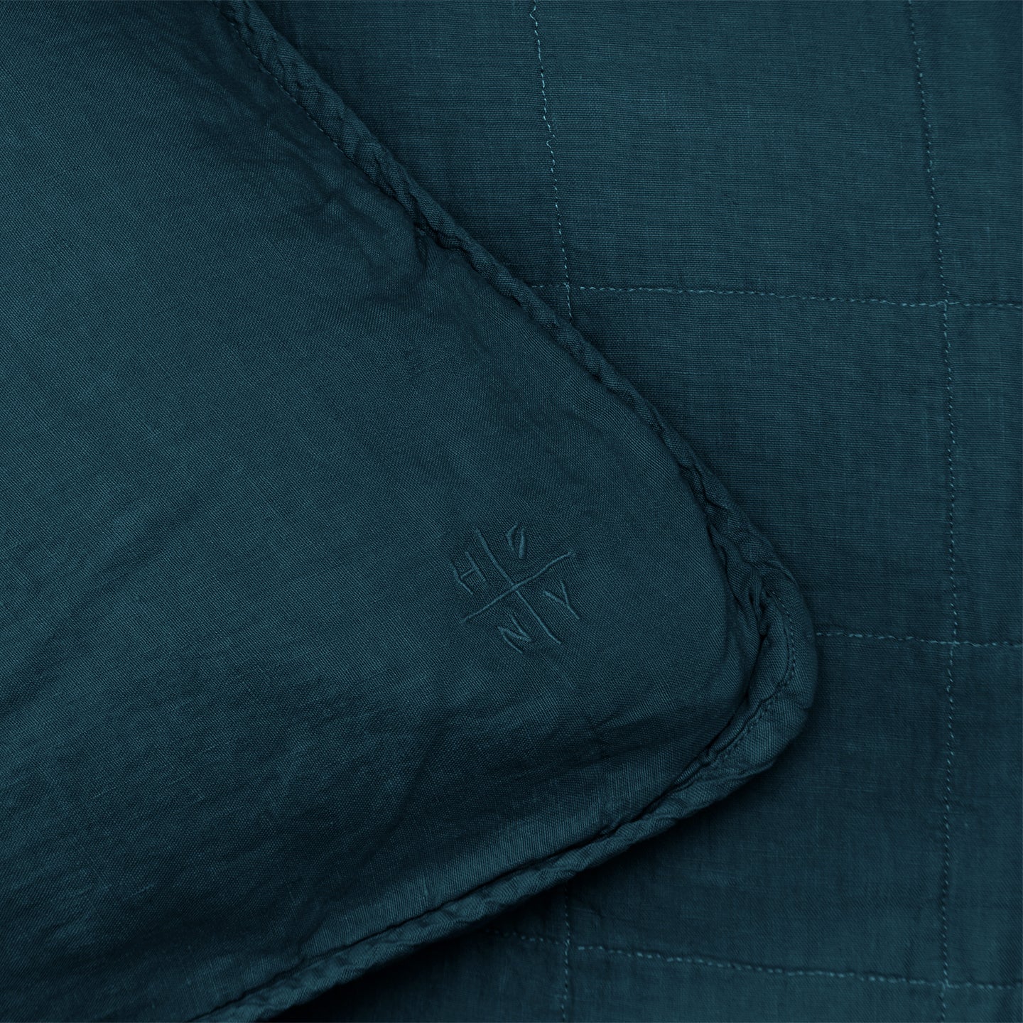Simple Linen Quilted Shams, Set of 2 - Peacock