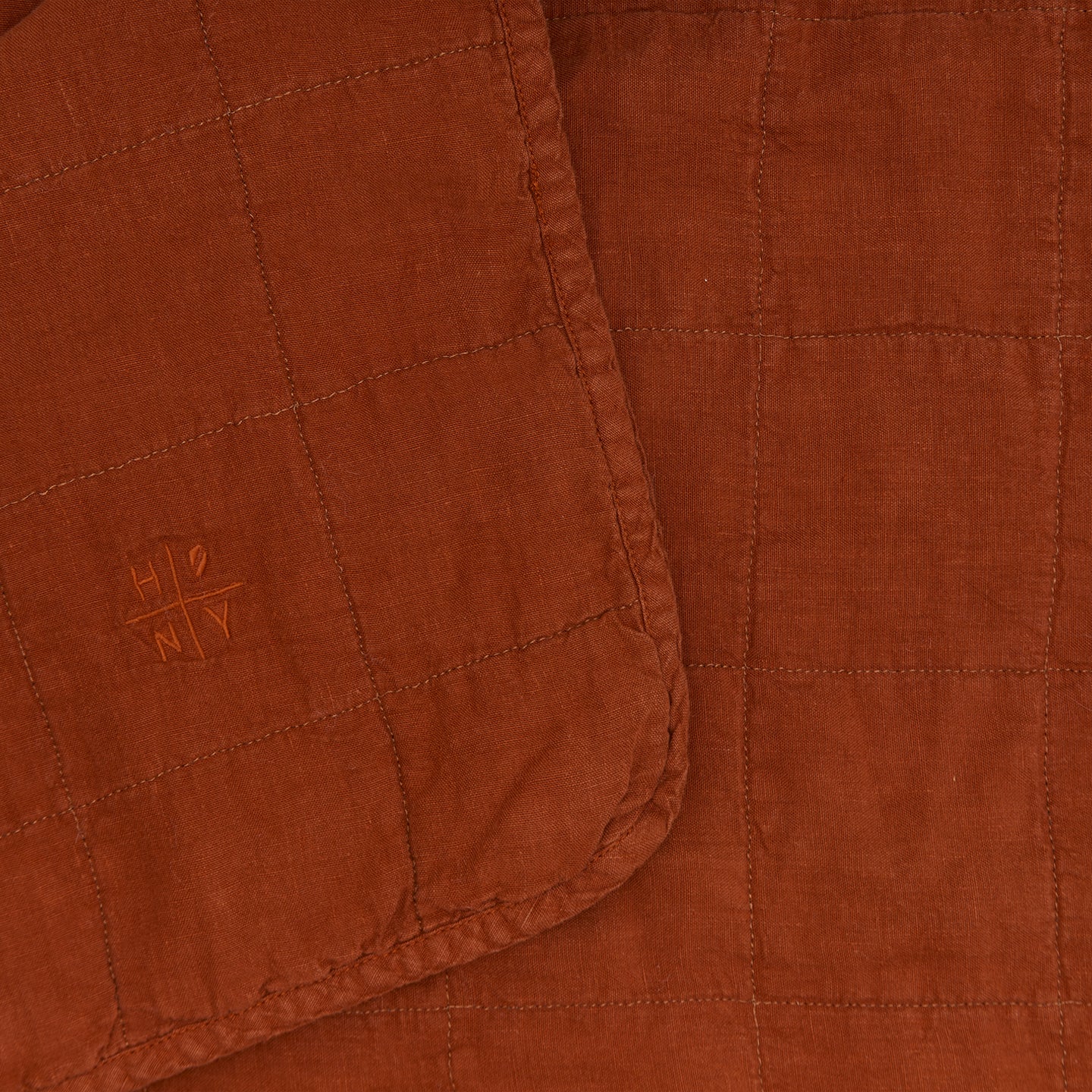 Simple Linen Quilt - Rust