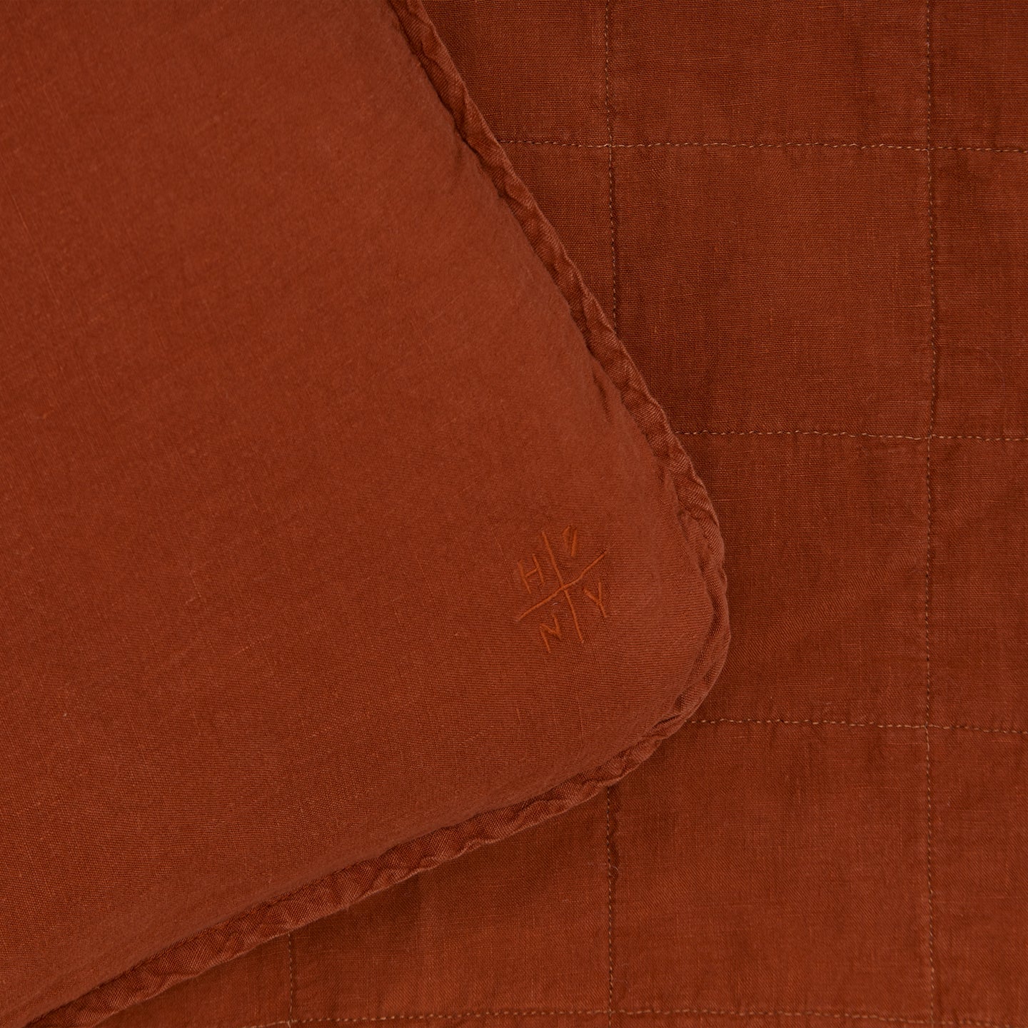 Simple Linen Quilted Shams, Set of 2 - Rust