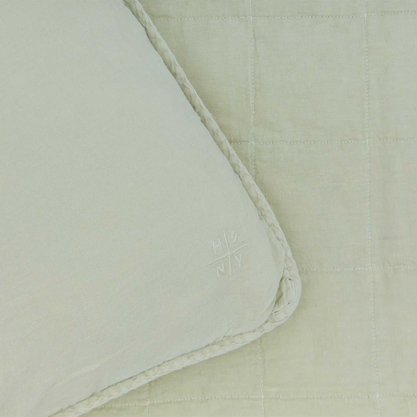 Simple Linen Quilted Shams, Set of 2 - Sage