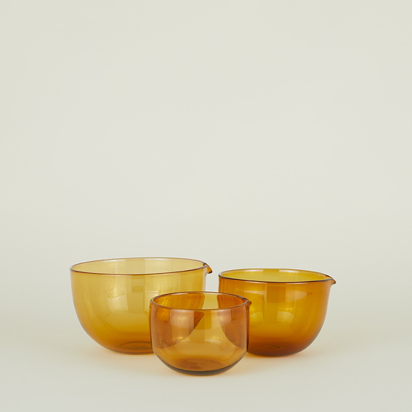 Blown Glass Mixing Bowls - Amber