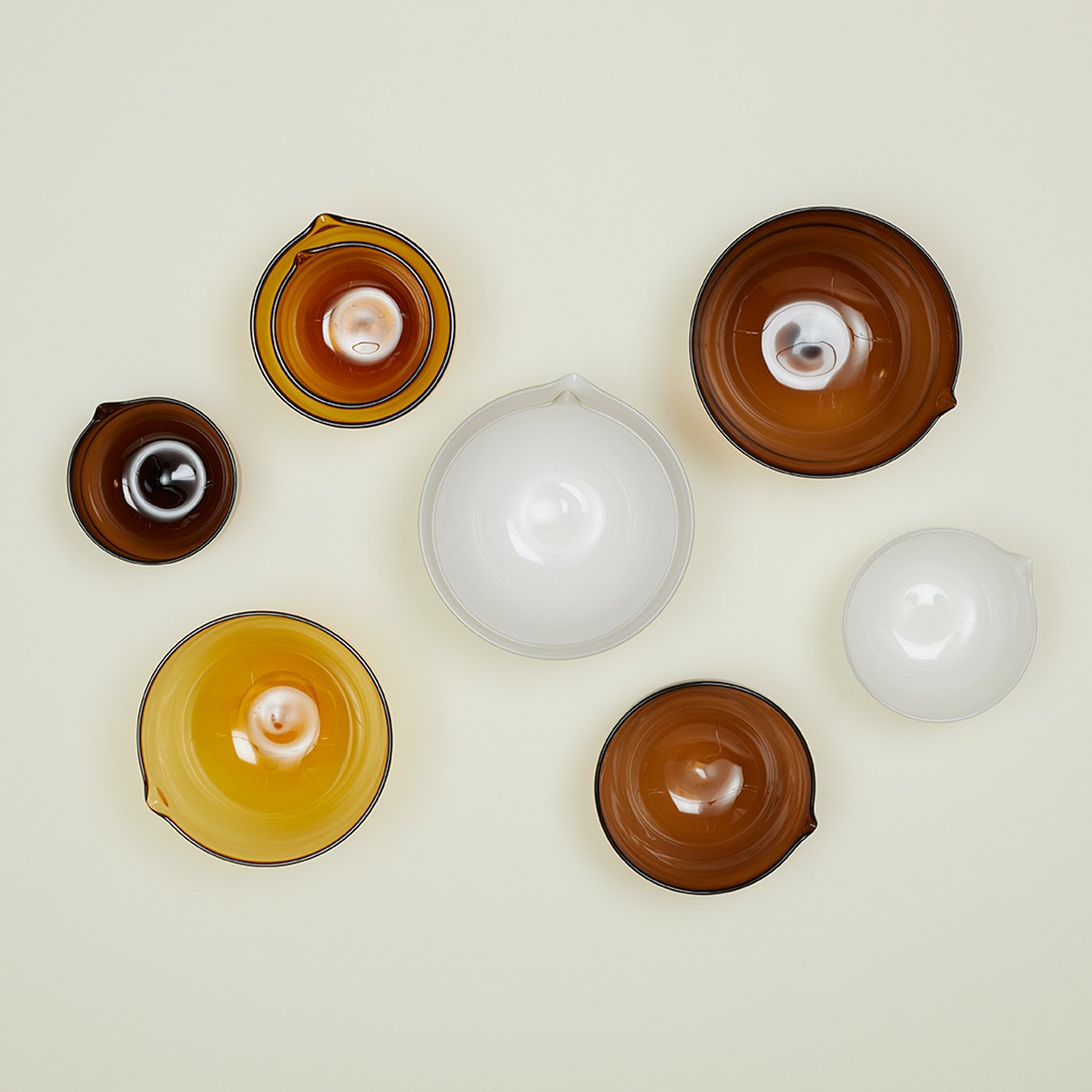 Blown Glass Mixing Bowls - Amber