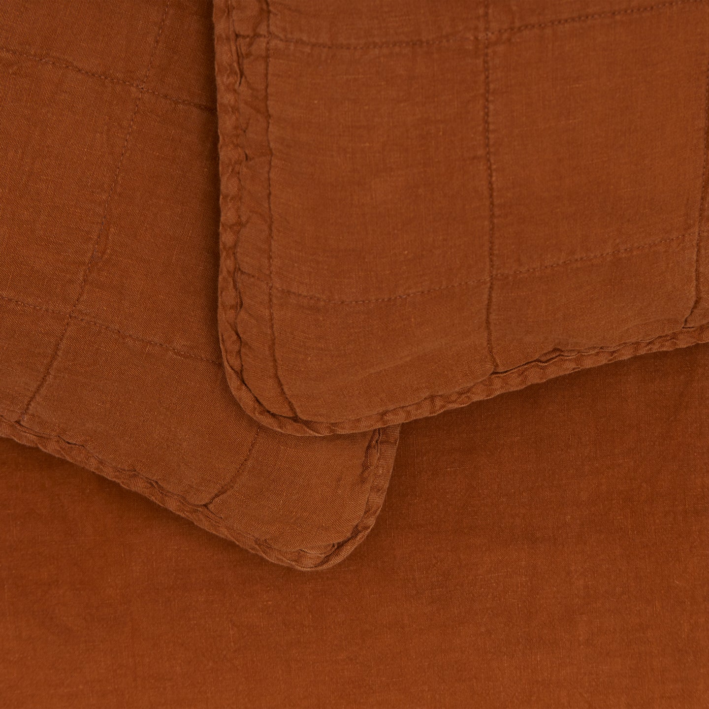 Simple Linen Quilted Shams, Set of 2 - Terracotta