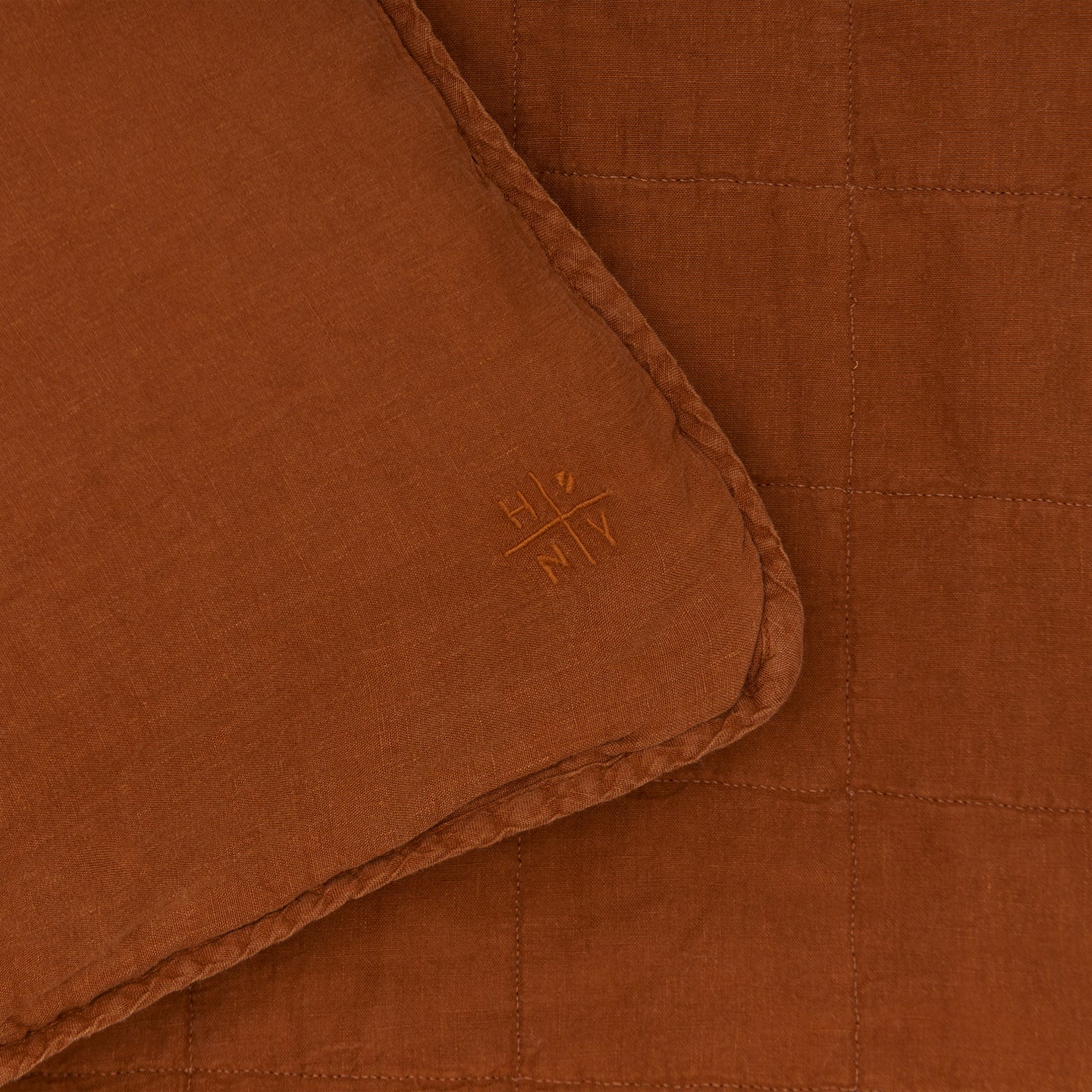 Simple Linen Quilted Shams, Set of 2 - Terracotta