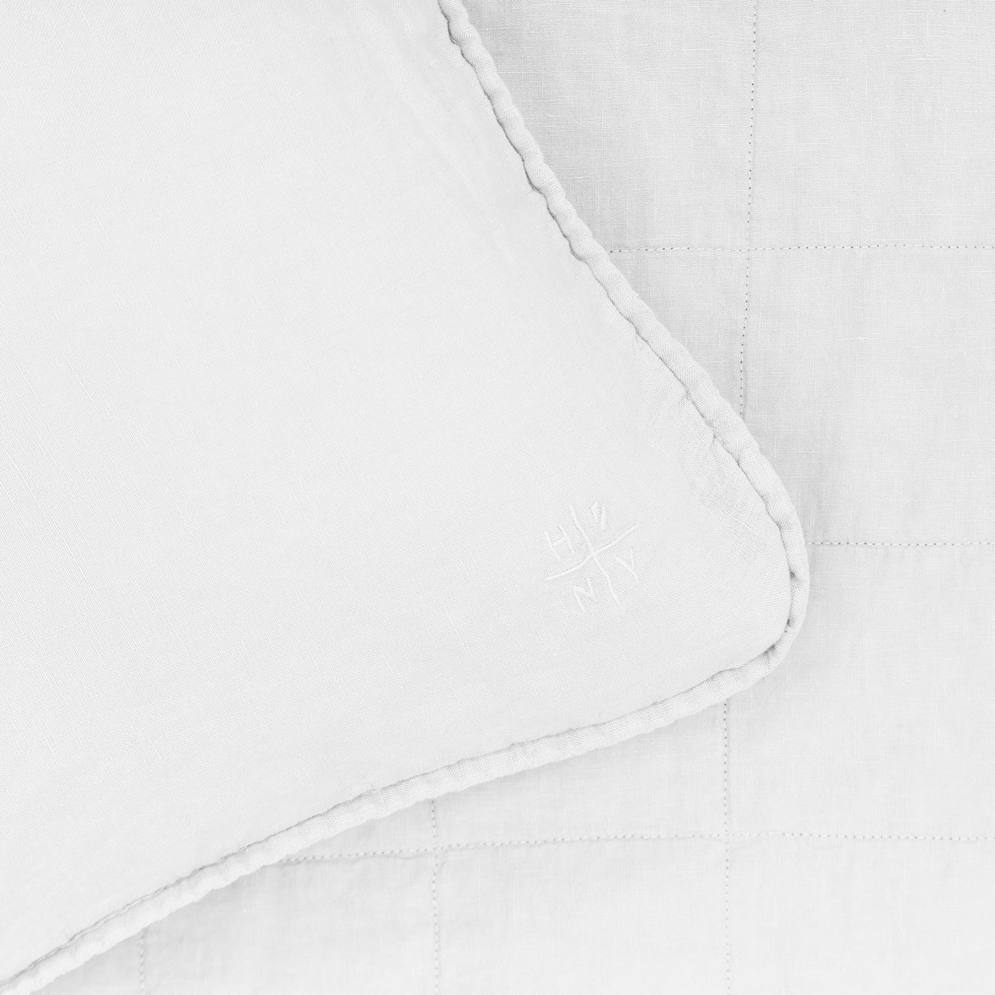 Simple Linen Quilted Shams, Set of 2 - White