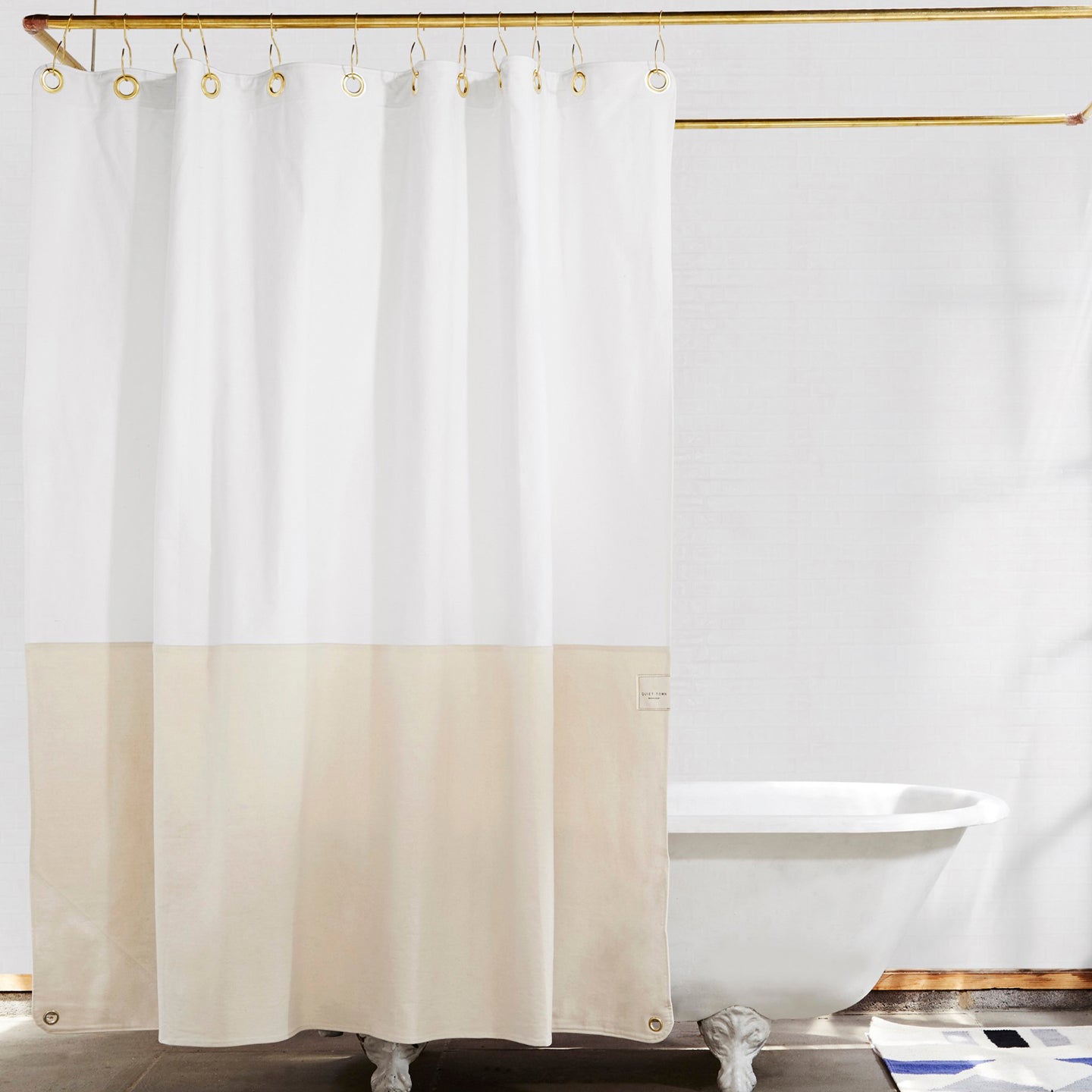 Orient Shower Curtain - White/Natural