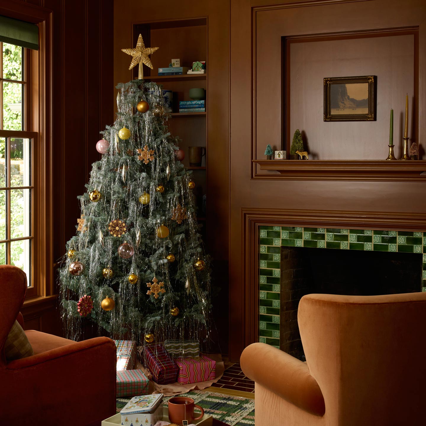 Quilled Snowflake Ornament on tree in living room