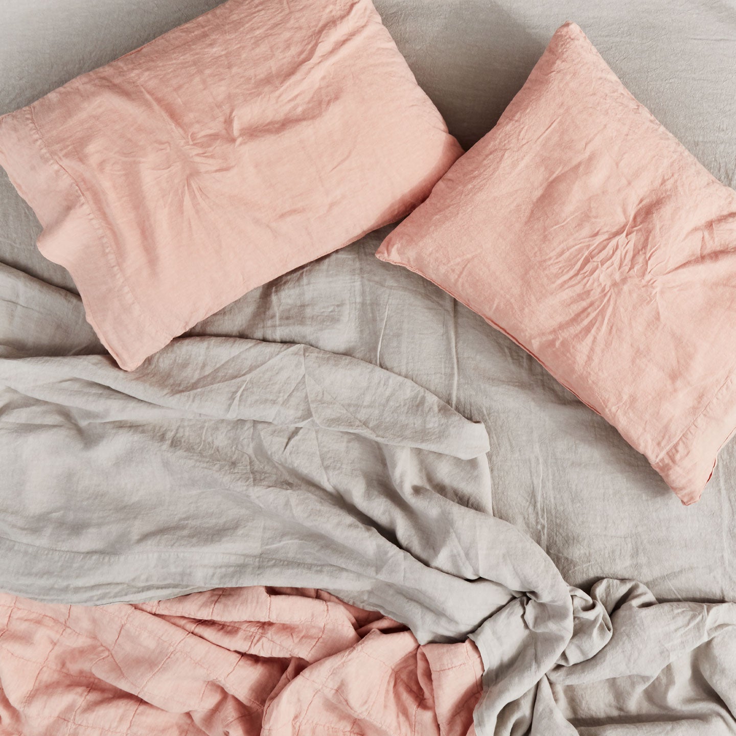 Simple Linen Pillowcases, Set of 2 - Blush