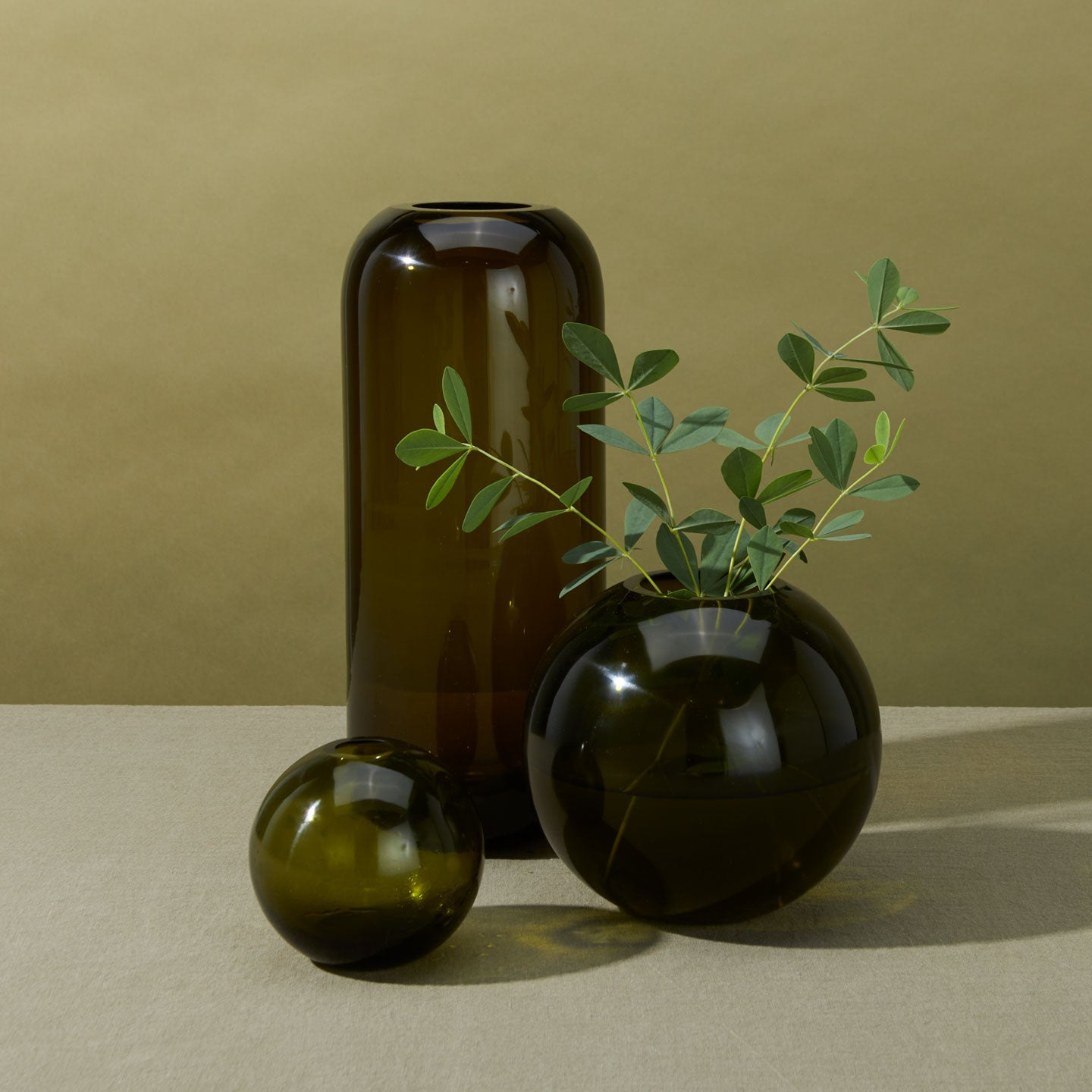 Aurora Slim Drop Vase - Olive