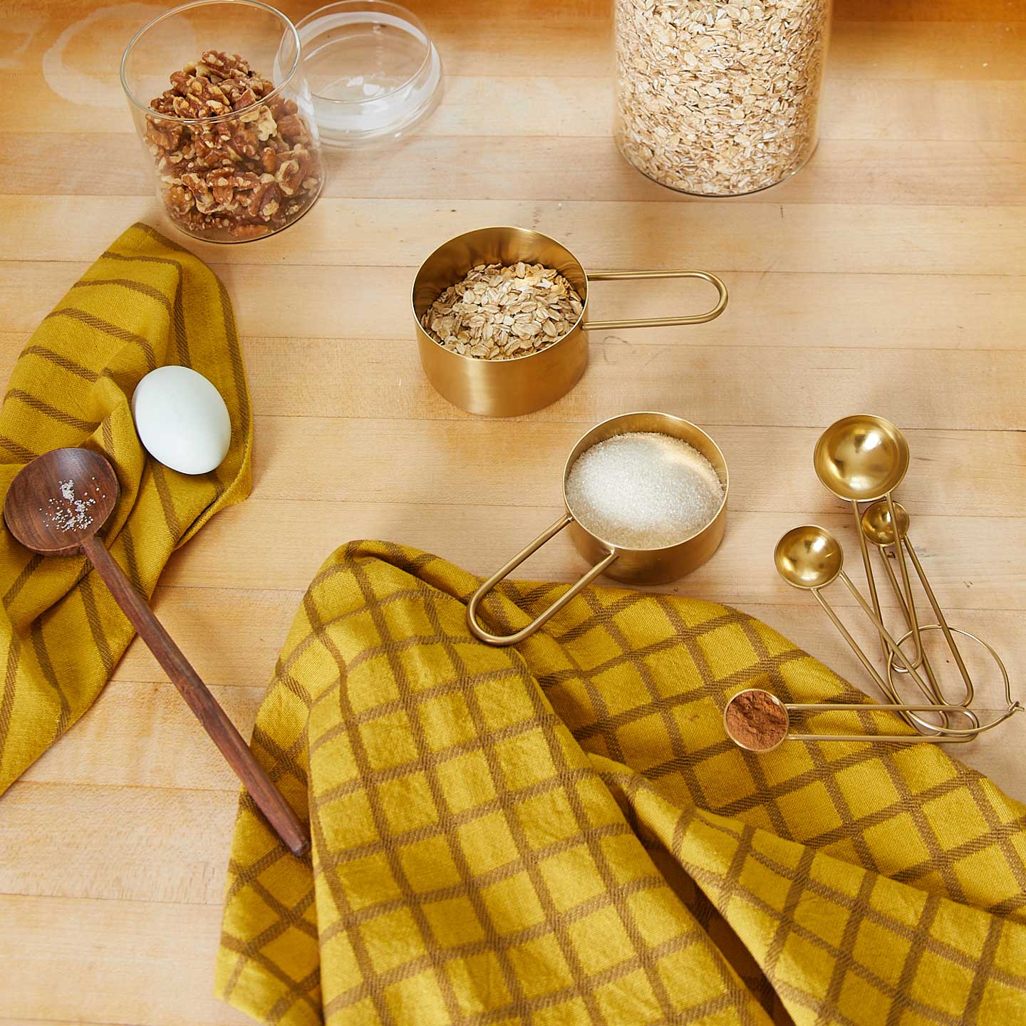 Essential Yarn Dyed Dish Towel, Set of 2 - Mustard/Bronze