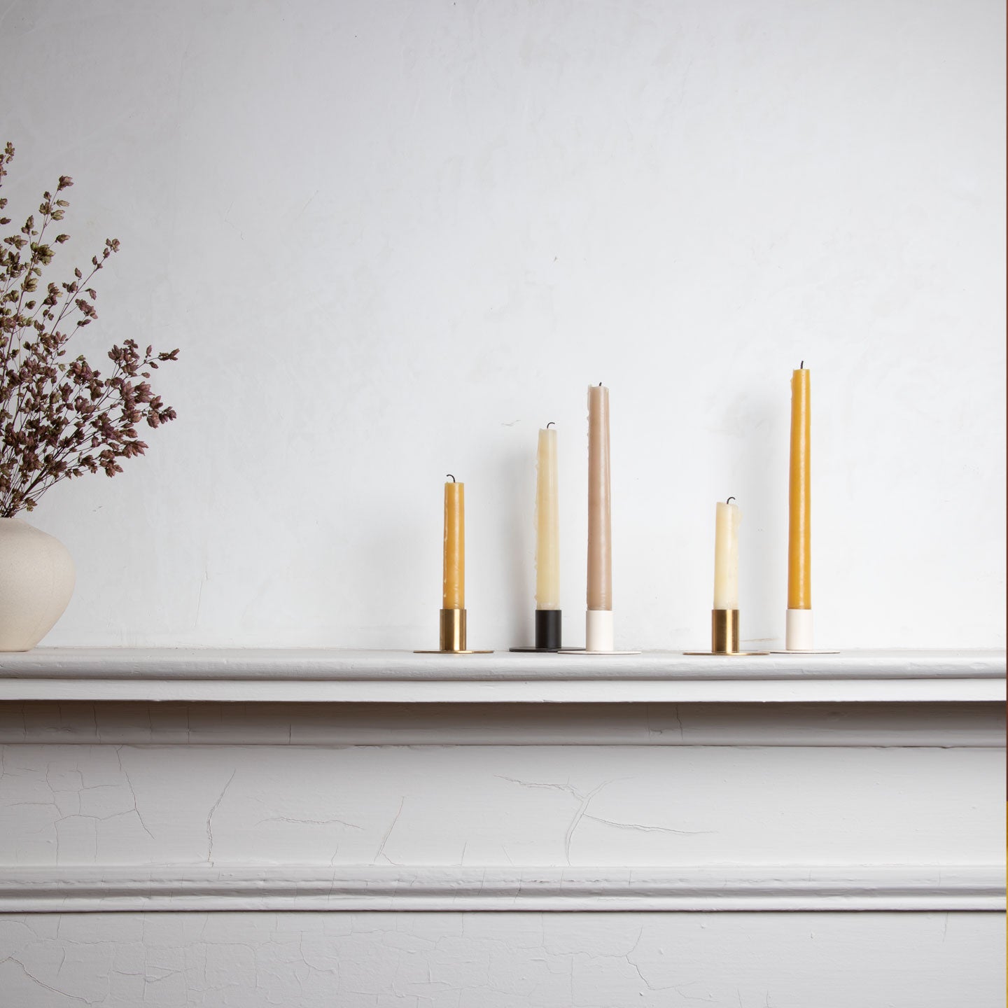 Essential Metal Candle Holders, Set of 2 - Brass – Hawkins