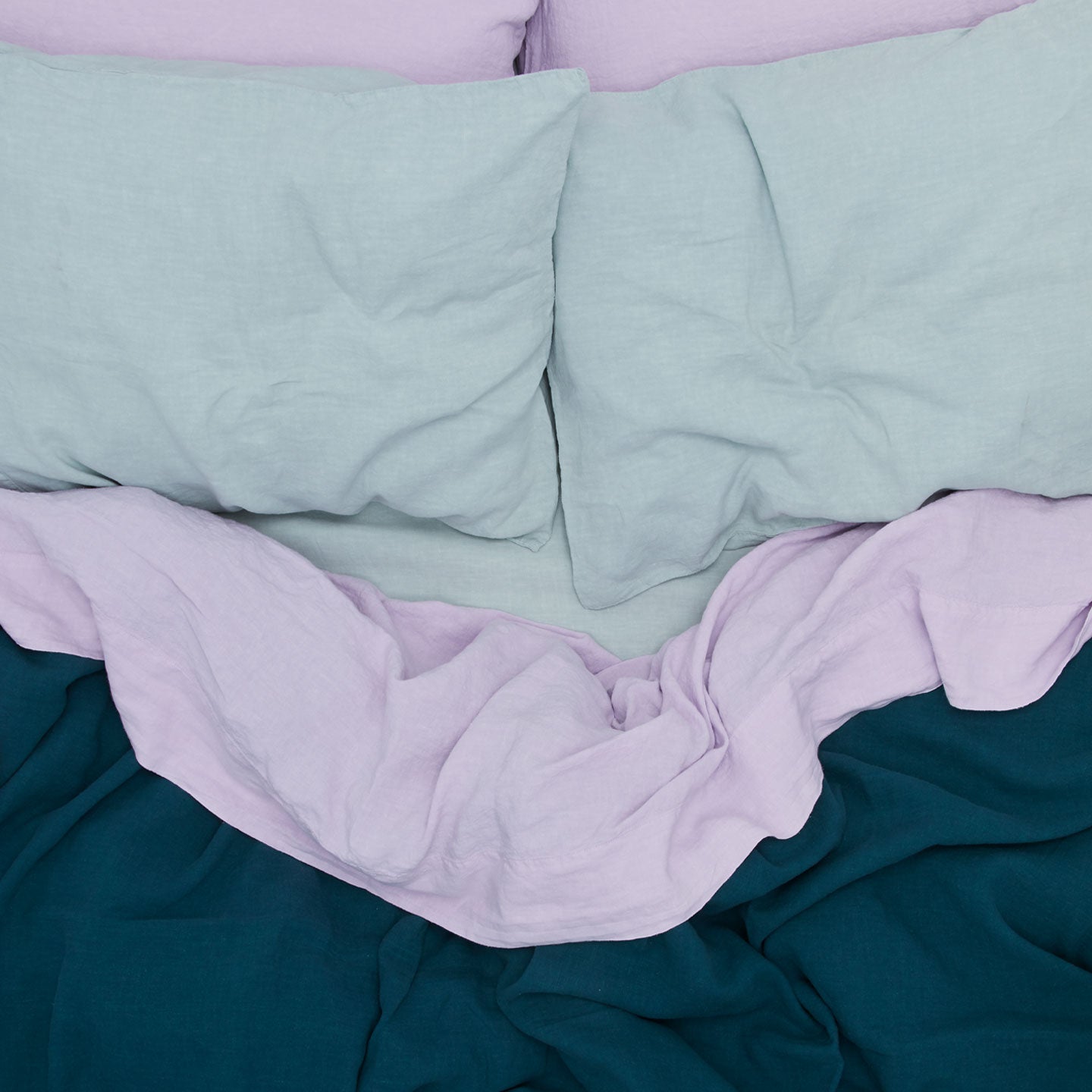 Simple Linen Pillowcases, Set of 2 - Peacock