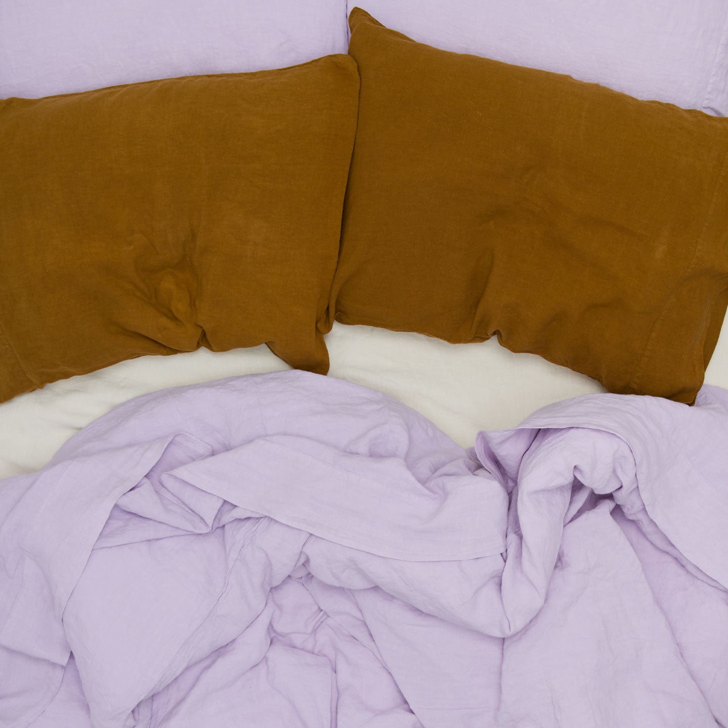 Simple Linen Pillowcases, Set of 2 - Bronze