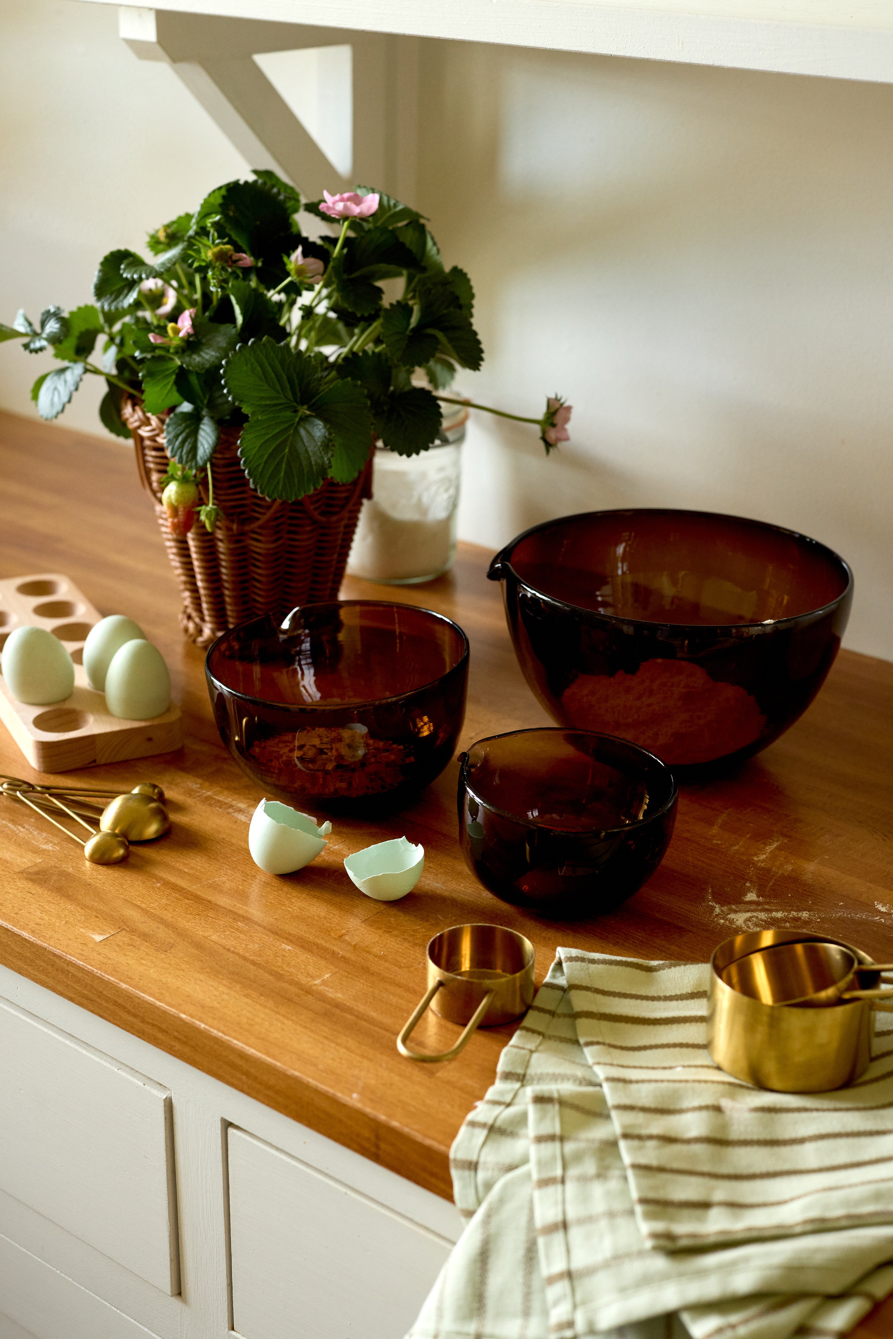 Blown Glass Mixing Bowls - Espresso