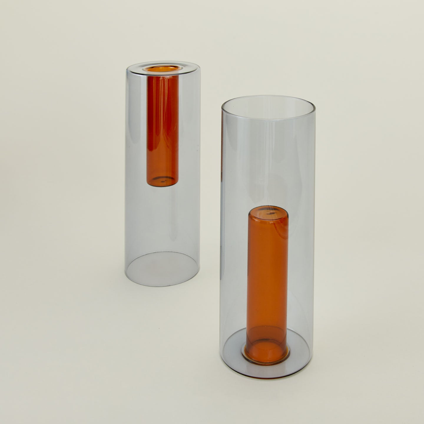 Reversible Glass Vase - Orange/Grey