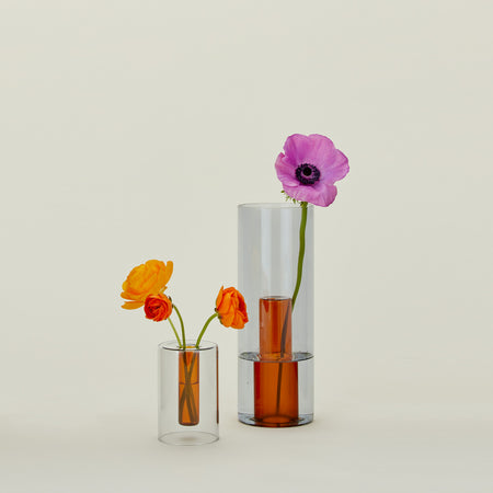 Reversible Glass Vase - Orange/Grey (Size: Large)
