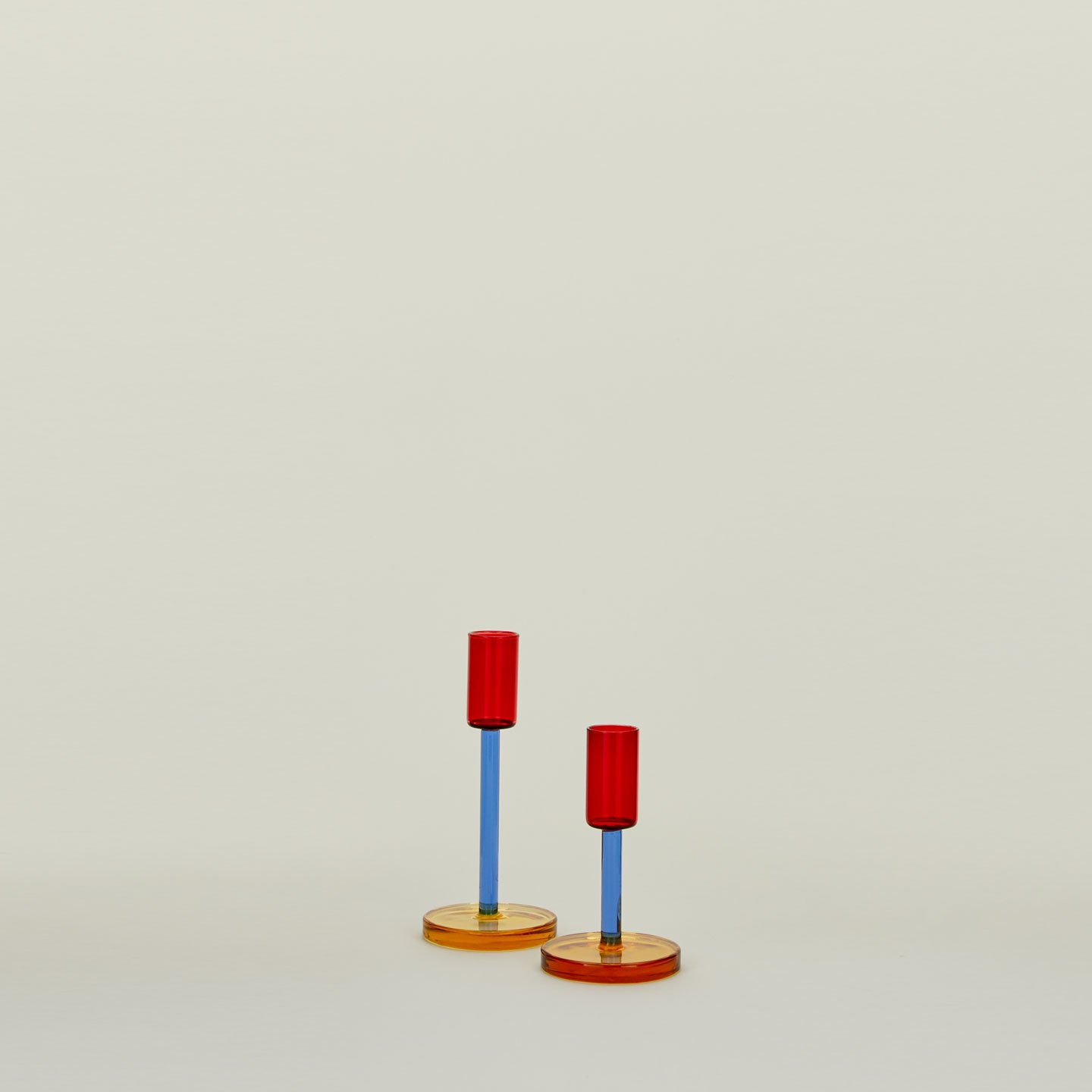 Color Block Candle Holder - Red/Blue