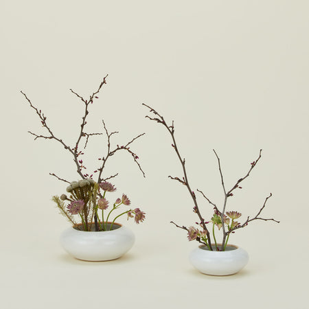 Stoneware Ikebana Vase - White (Size: Small)