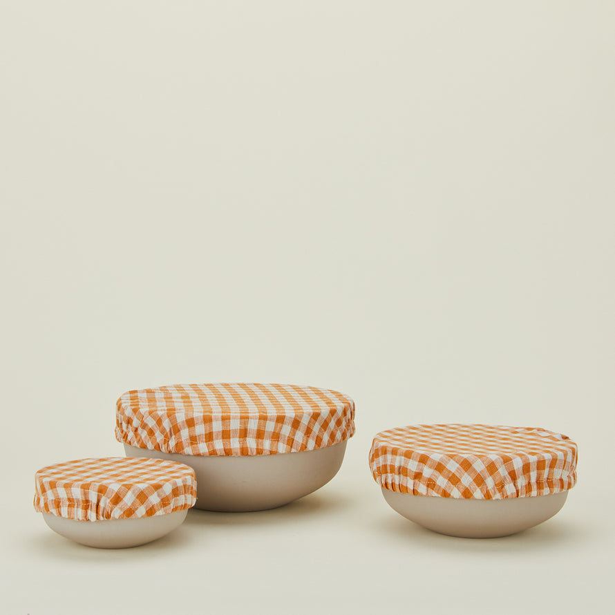 Linen Bowl Cover, Set of 3 - Mustard