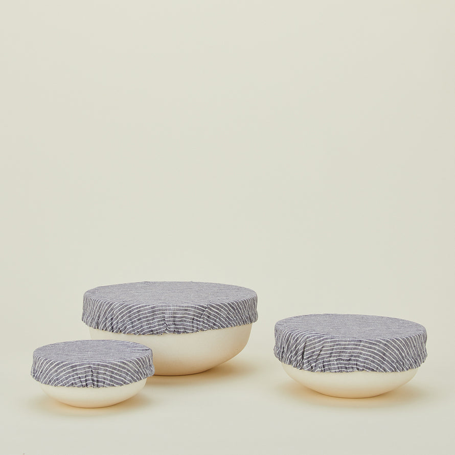 Linen Bowl Cover, Set of 3 - Blue Stripe