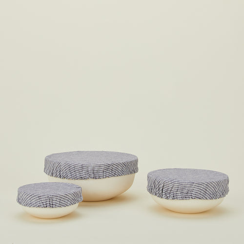Linen Bowl Cover, Set of 3 - Blue Stripe
