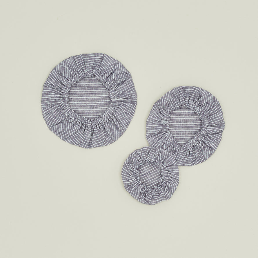 Linen Bowl Cover, Set of 3 - Blue Stripe