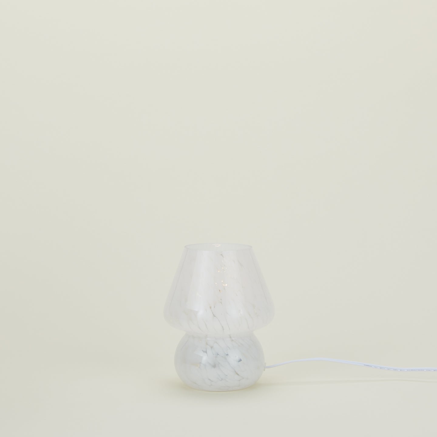 Glass Mini Mushroom Lamp - Confetti White