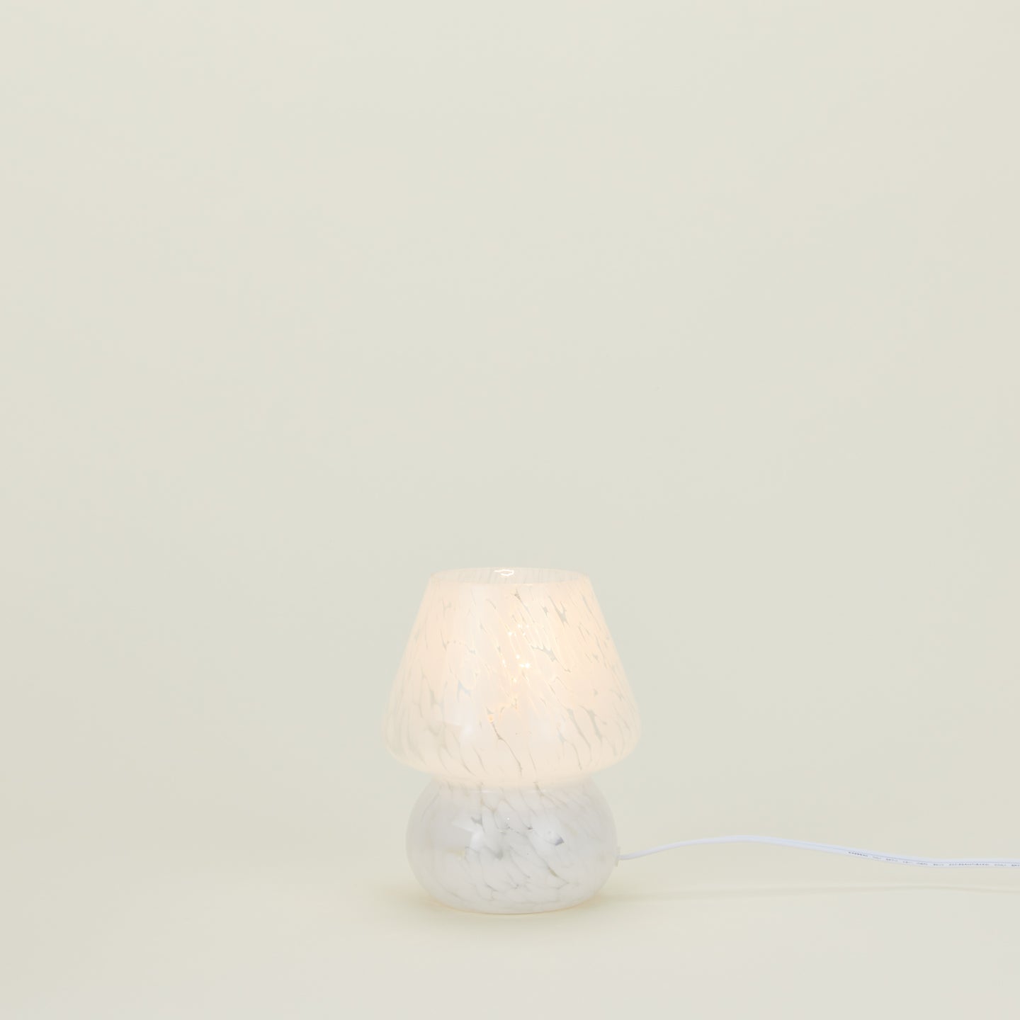 Glass Mini Mushroom Lamp - Confetti White