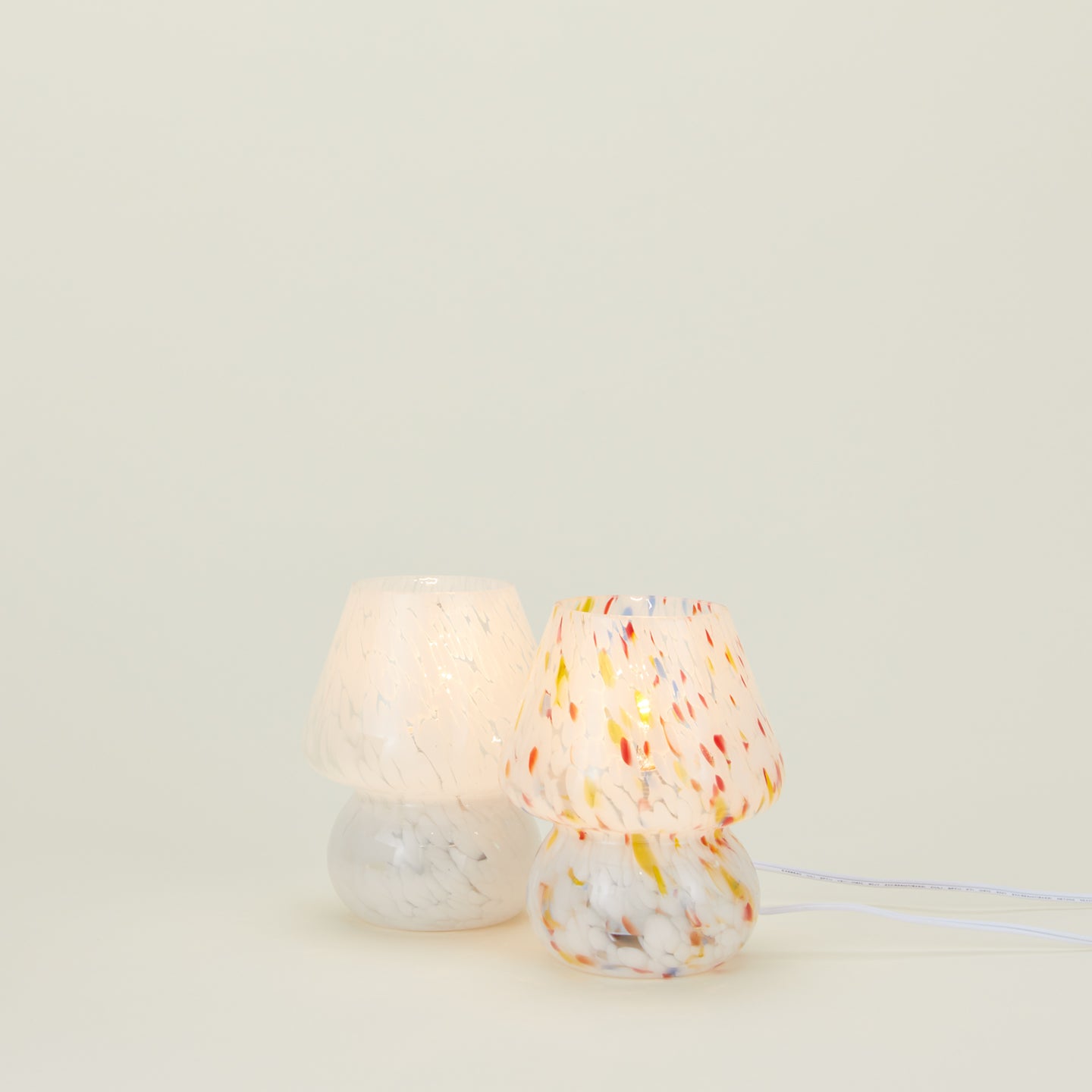 Glass Mini Mushroom Lamp - Confetti Multi