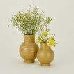 Essential Ceramic Vase in Mustard in Small and Large sizes with flowers.