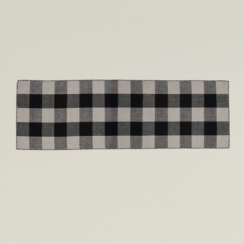 Simple Plaid Rug, 2.5' x 8' - Light Grey/Black