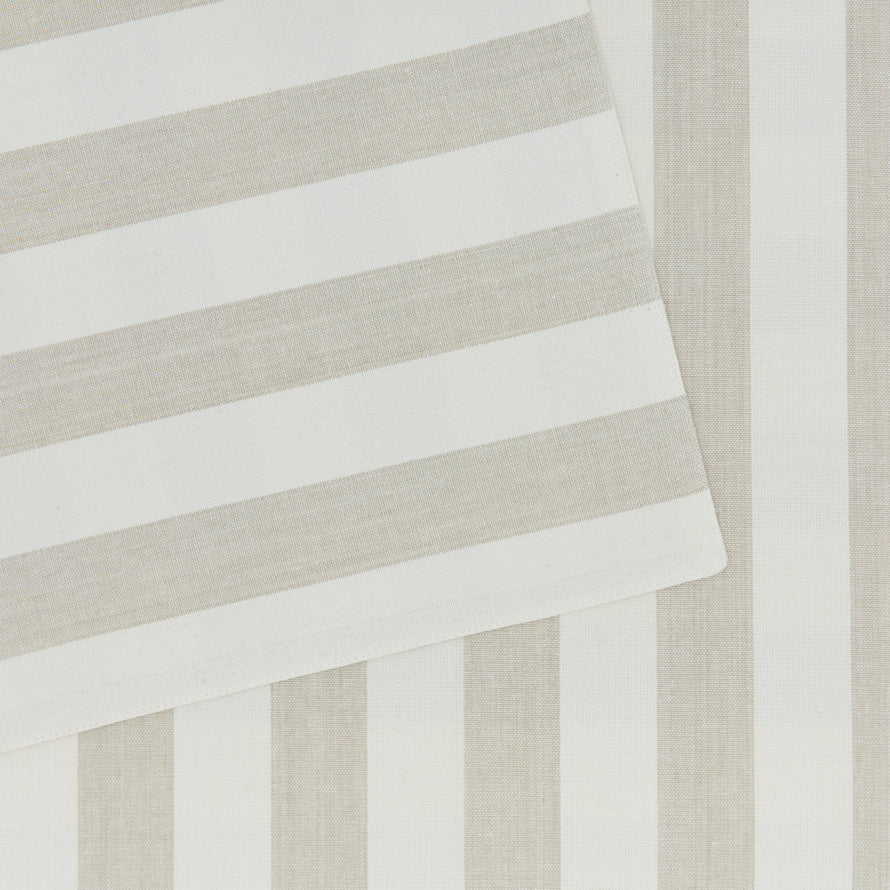 Close up of Essential Striped Placemat in Ivory and Flax.
