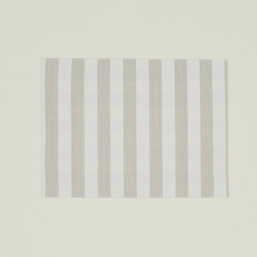 Essential Striped Placemat, Set of 4 - Ivory/Flax