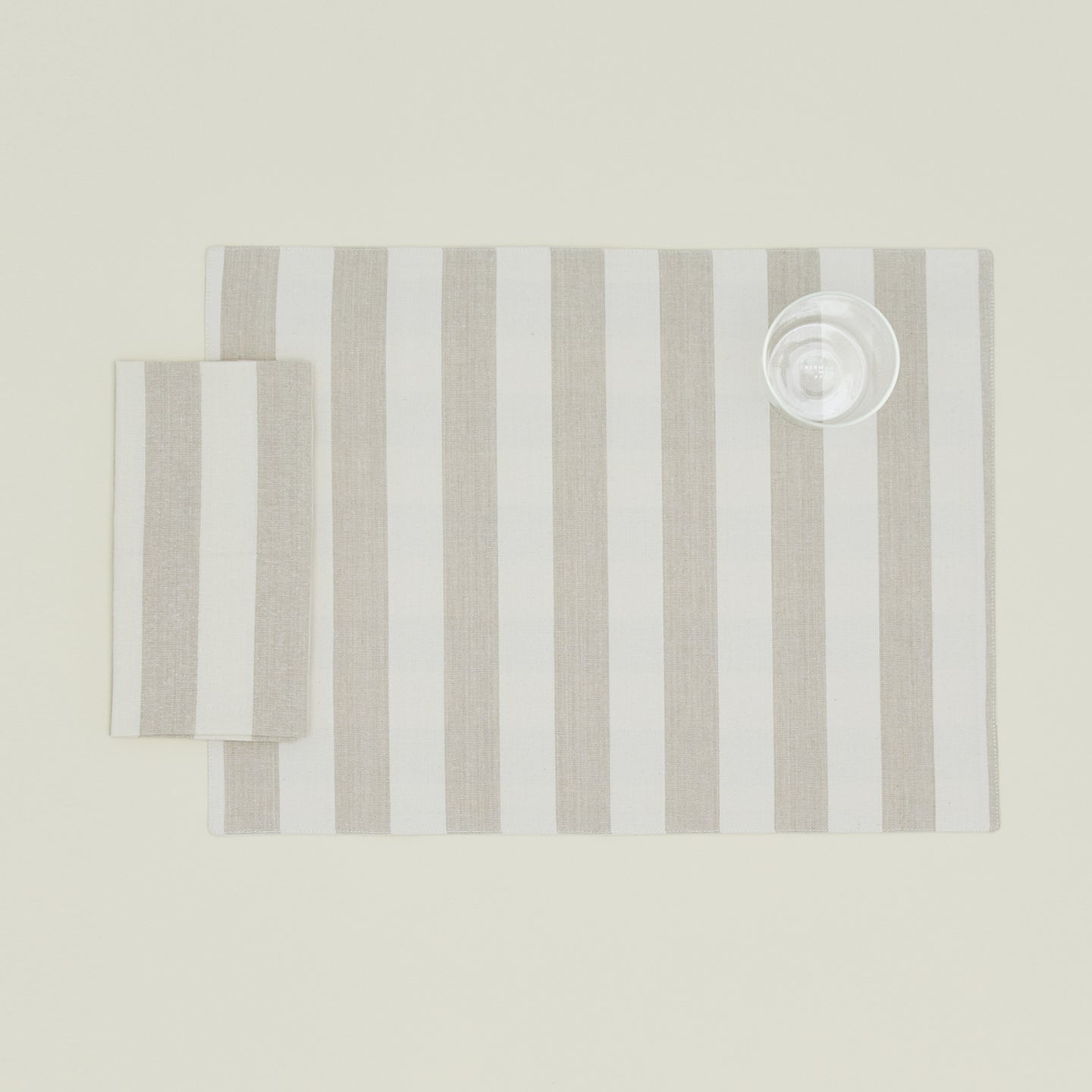 Essential Striped Placemat, Set of 4 - Ivory/Flax