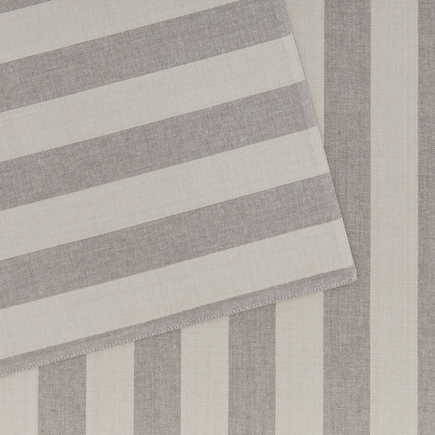 Close up of Essential Striped Placemat in Light Grey and Dark Grey.