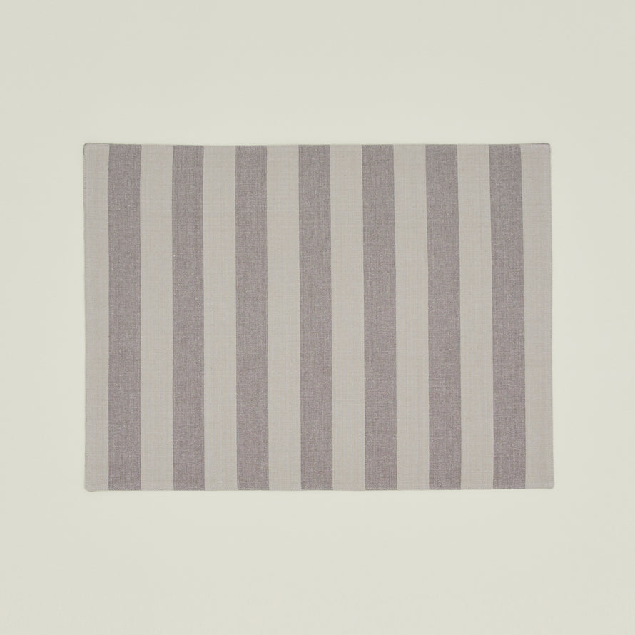Essential Striped Placemat, Set of 4 - Light Grey/Dark Grey