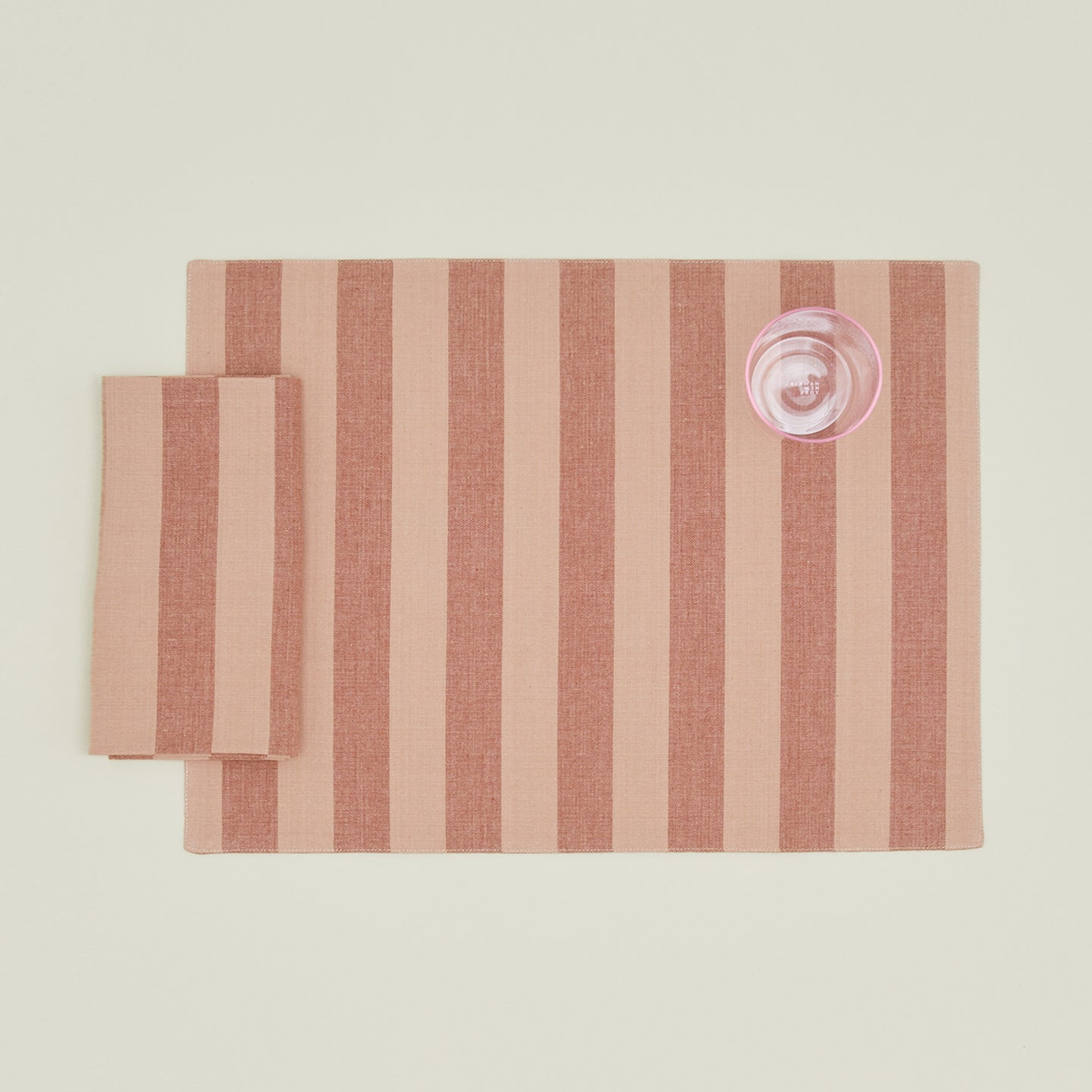 Essential Striped Placemat, Set of 4 - Blush/Terracotta